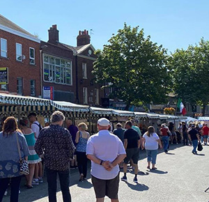 Image shows a beautiful day for browsing the stalls at Castle Artisan Market, Newcastle-under-Lyme, Staffordshire